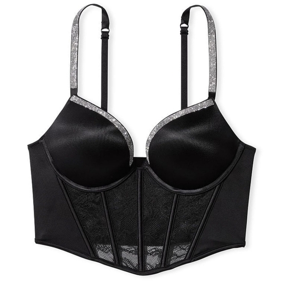 Victoria's Secret Other - Victoria's Secret Bombshell Shine Strap Push-Up Long Line Corset Bra Satin